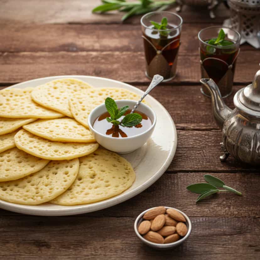 Foto deliciosa de Panquecas Marroquinas (Baghrir) pronta para servir - Panquecas & Waffles