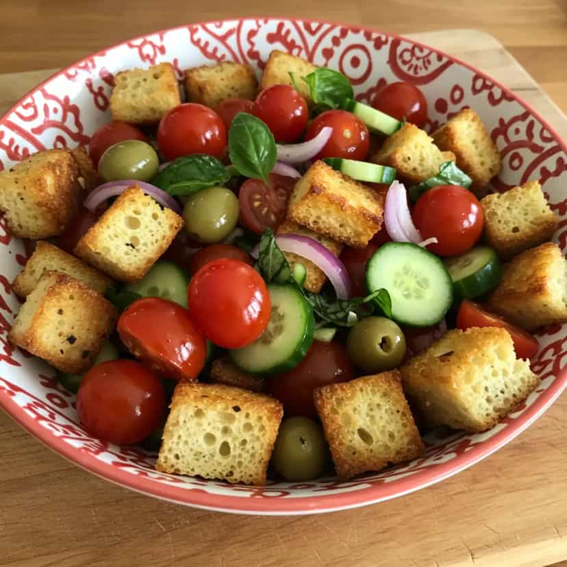 Foto deliciosa de Panzanella Italiana pronta para servir - Saladas