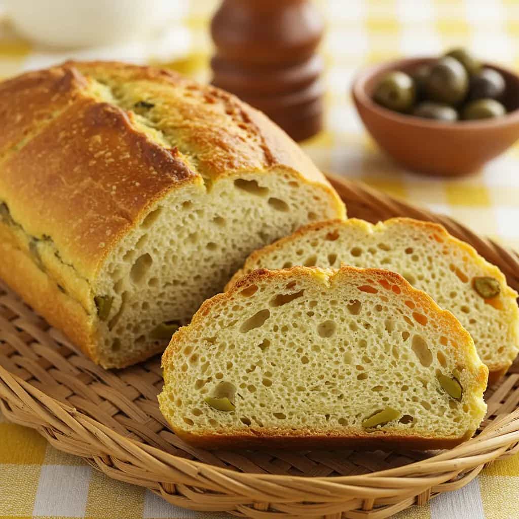 Pão Artesanal com Azeitonas Verdes