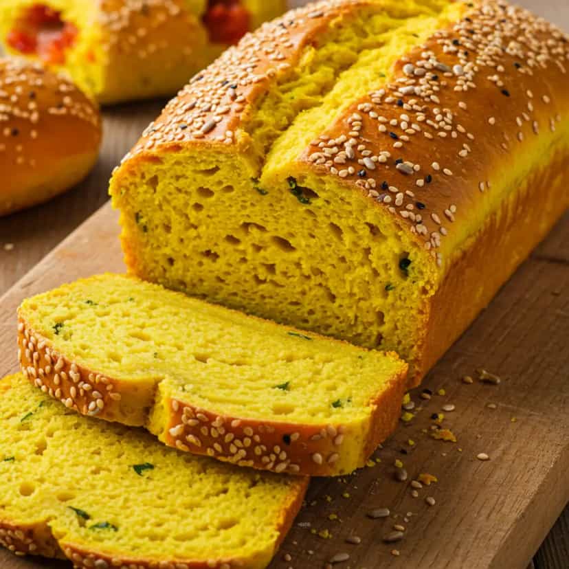 Foto deliciosa de Pão de Açafrão com Sementes pronta para servir - Outras Receitas