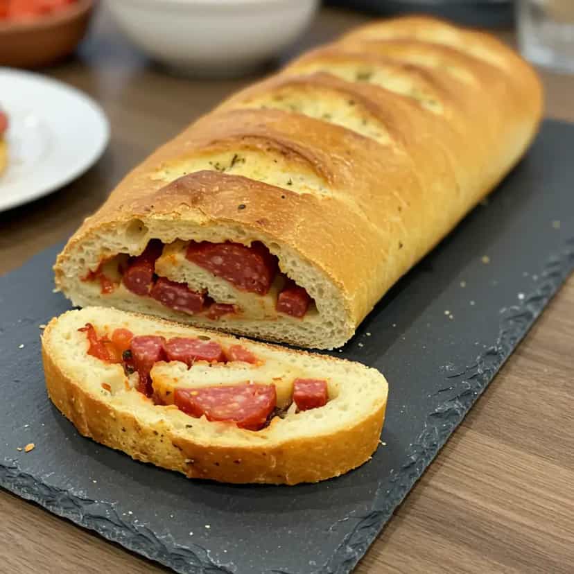 Foto deliciosa de Pão de Calabresa Caseiro pronta para servir - Lanches de Padaria