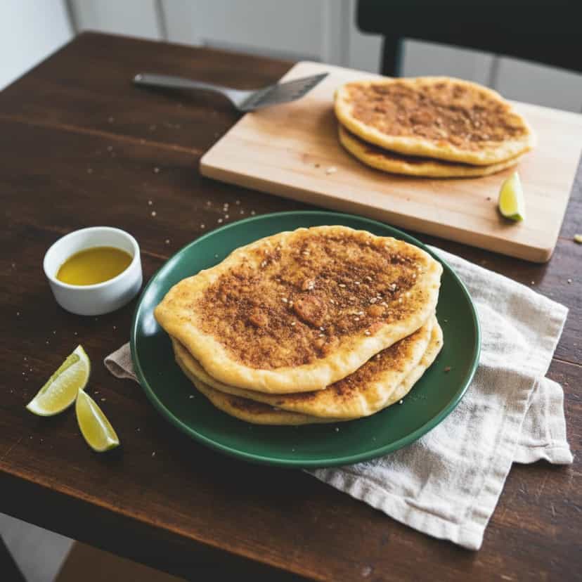 Foto deliciosa de Pão Libanês com Zaatar pronta para servir - Lanches de Padaria