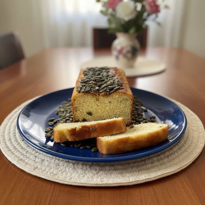 Foto deliciosa de Pão Low Carb de Sementes de Abóbora pronta para servir - Lanches de Padaria