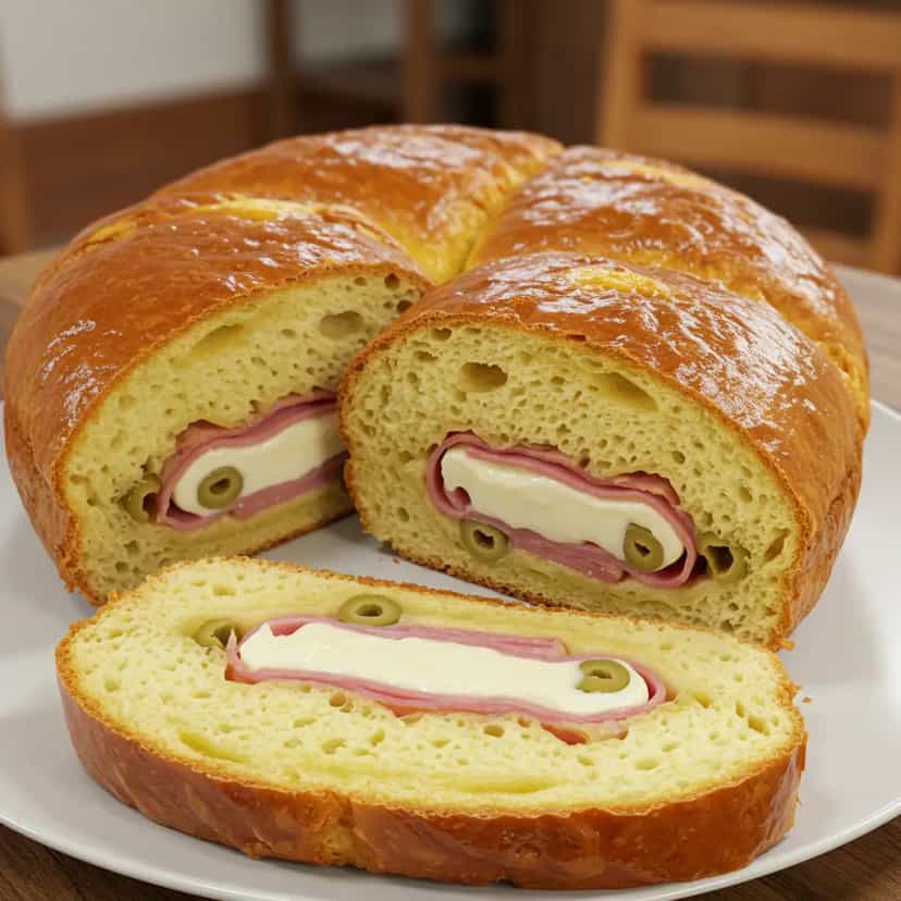 Foto deliciosa de Pão recheado de frios pronta para servir - Lanches de Padaria