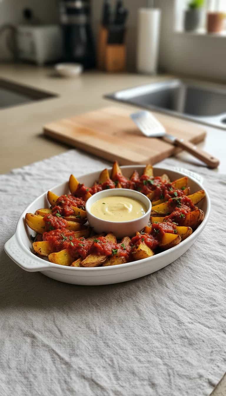 Foto deliciosa de Papas Bravas pronta para servir - Salgadinhos