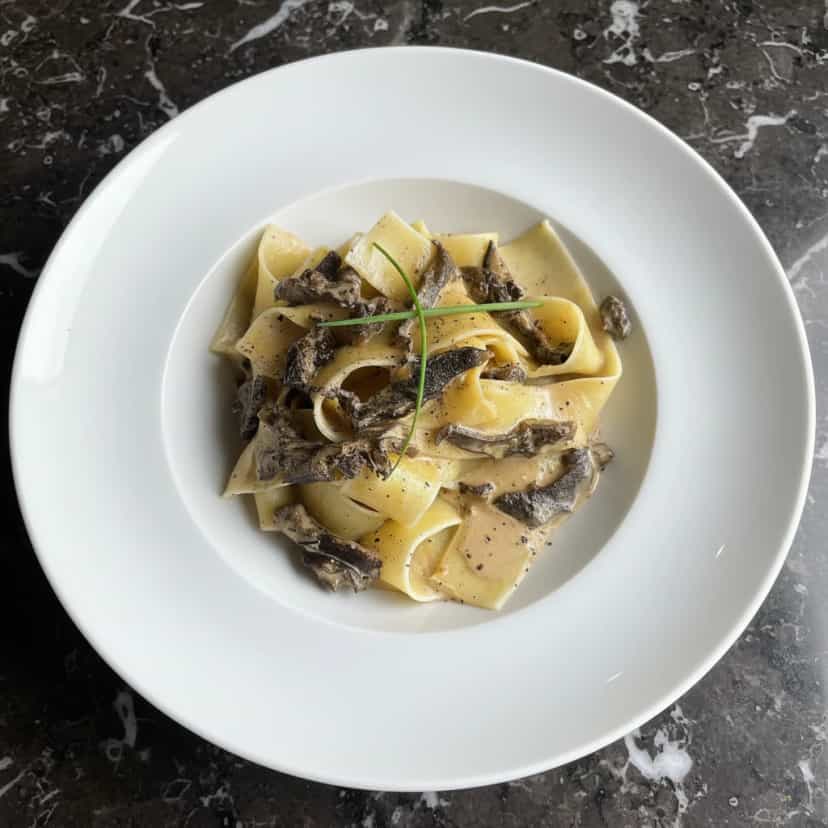 Foto deliciosa de Pappardelle ao Molho de Funghi pronta para servir - Massas & Macarrão