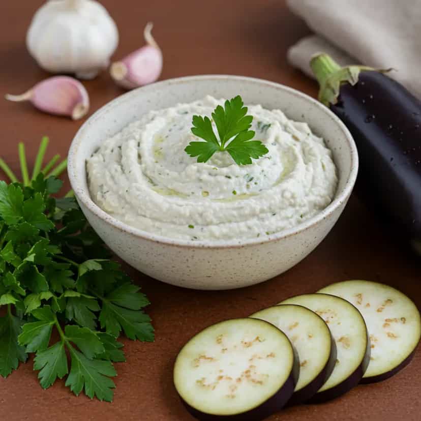 Foto deliciosa de Pasta de Berinjela (Babaganuche) pronta para servir - Pastas & Patês