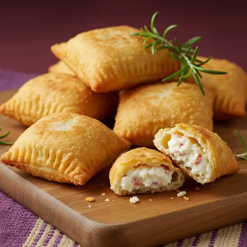 Foto deliciosa de Pastel de Calabresa e Cream Cheese pronta para servir - Salgadinhos