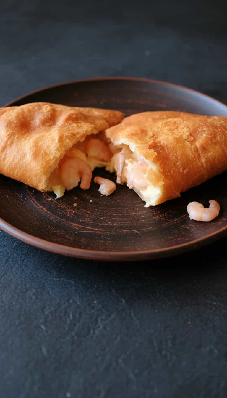 Foto deliciosa de Pastel de Camarão com Cream Cheese pronta para servir - Salgadinhos