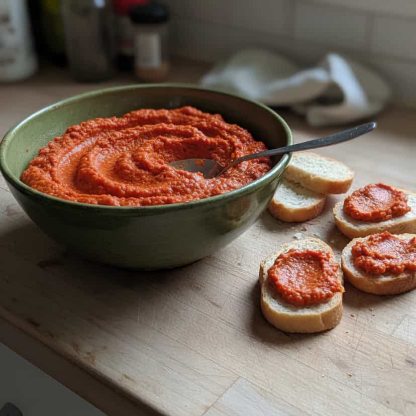 Foto deliciosa de Patê Cremoso de Pimentão Vermelho pronta para servir - Pastas & Patês