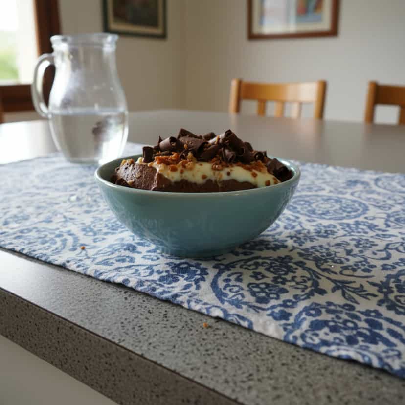 Foto deliciosa de Pavê Bicolor de Castanhas e Chocolate pronta para servir - Pudins & Cremes