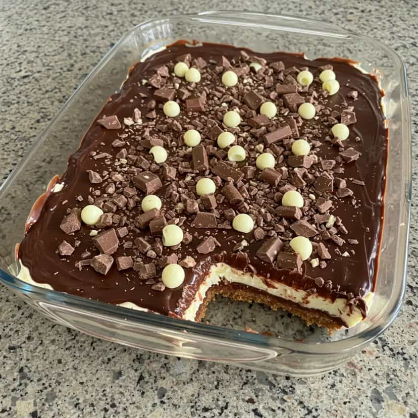 Foto deliciosa de Pavê Branco e Preto Simples pronta para servir - Pudins & Cremes