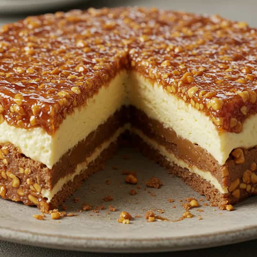 Foto deliciosa de Pavê Crocante de Doce de Leite pronta para servir - Pudins & Cremes