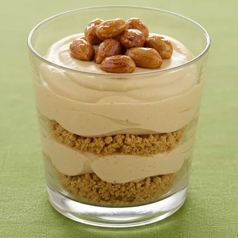 Foto deliciosa de Pavê de Amendoim pronta para servir - Pudins & Cremes