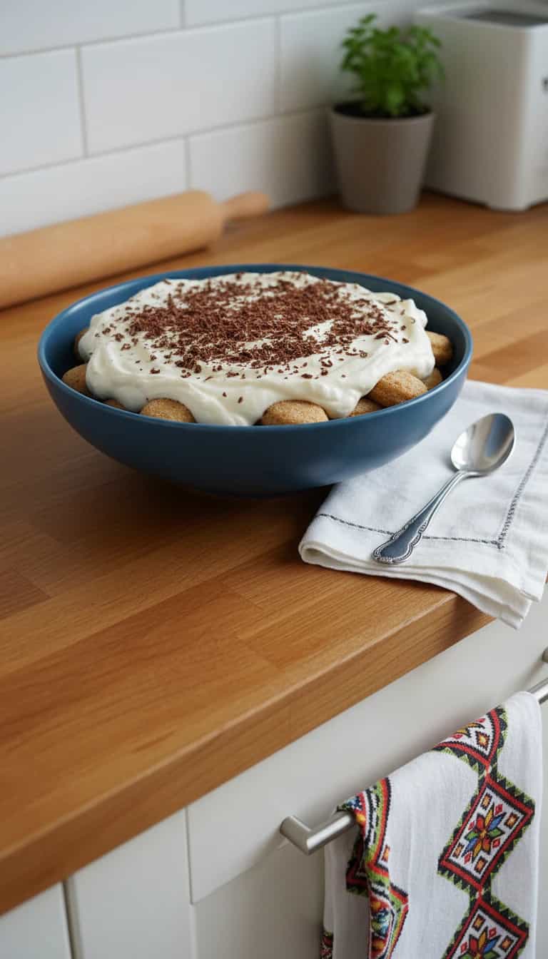 Foto deliciosa de Pavê de Amendoim Low Carb pronta para servir - Pudins & Cremes