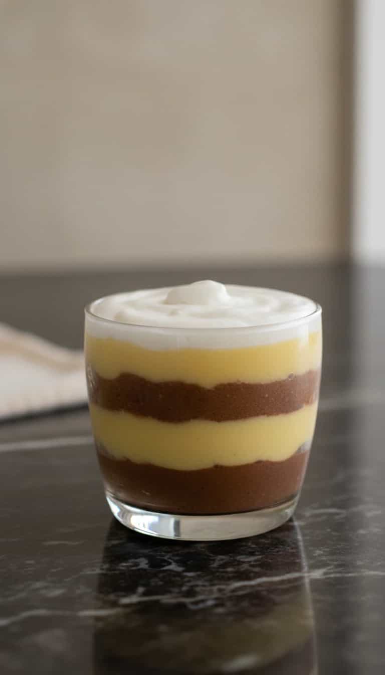 Foto deliciosa de Pavê de Baba de Moça com Ameixa pronta para servir - Pudins & Cremes