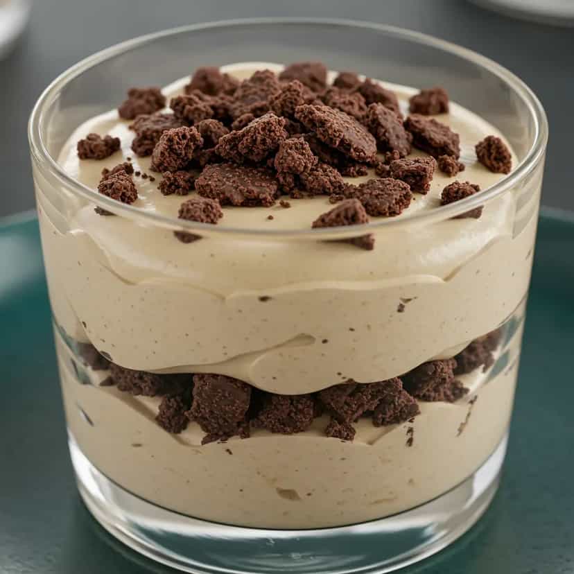 Foto deliciosa de Pavê de Bis com Doce de Leite pronta para servir - Pudins & Cremes