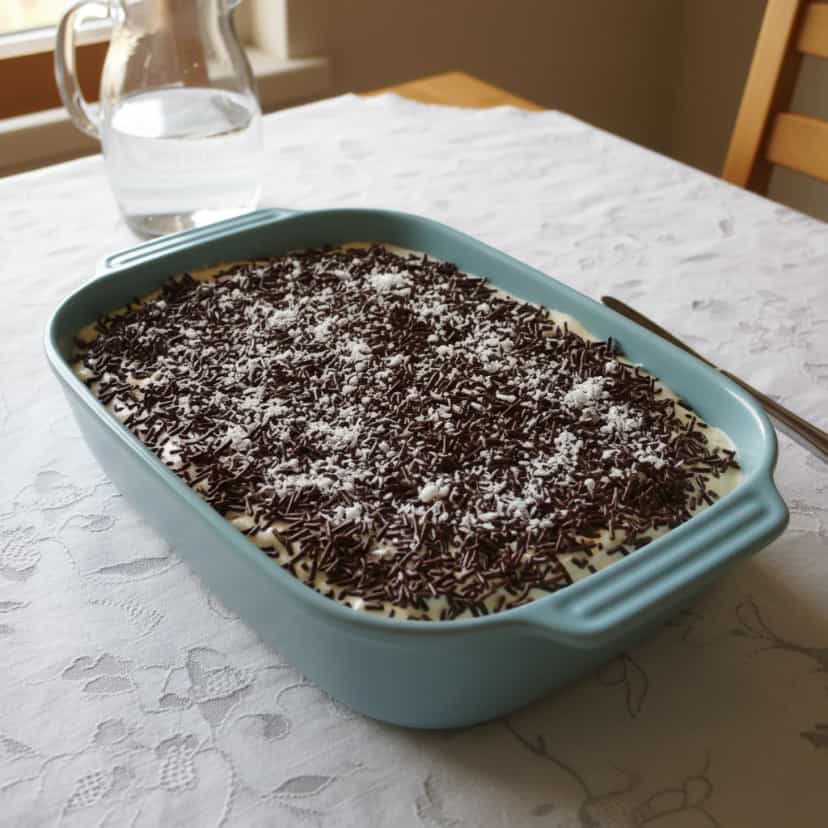 Foto deliciosa de Pavê de Biscoito Champagne pronta para servir - Pudins & Cremes