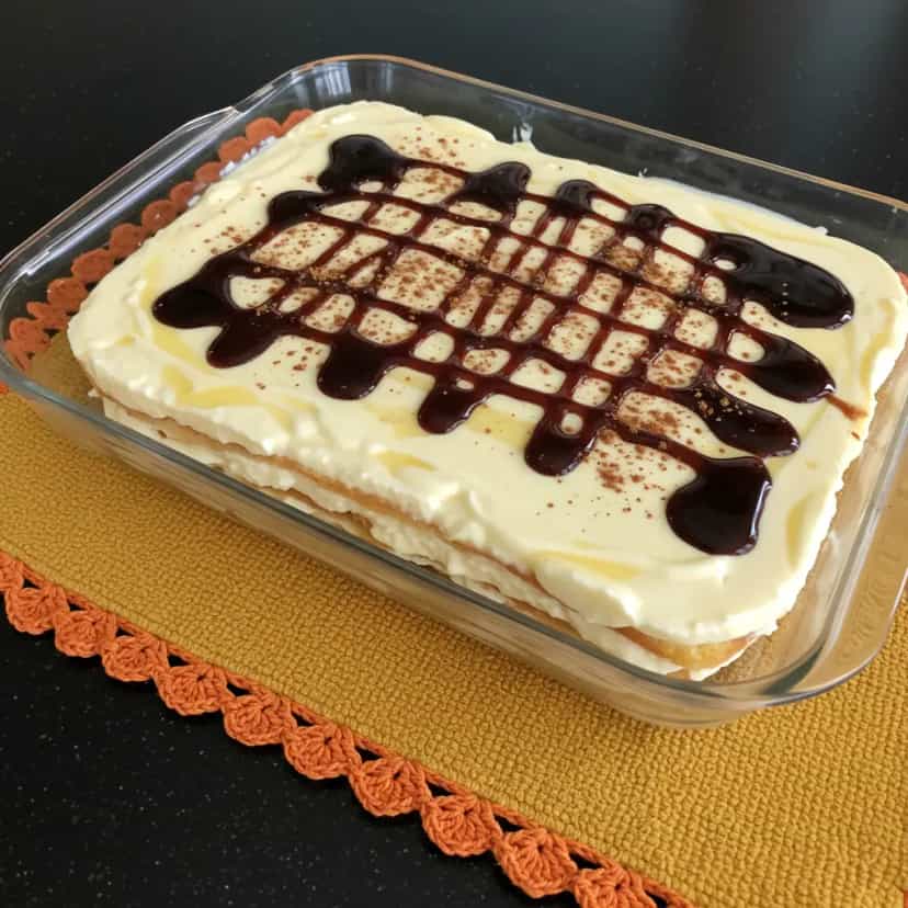 Foto deliciosa de Pavê de Bolo Cremoso pronta para servir - Pudins & Cremes