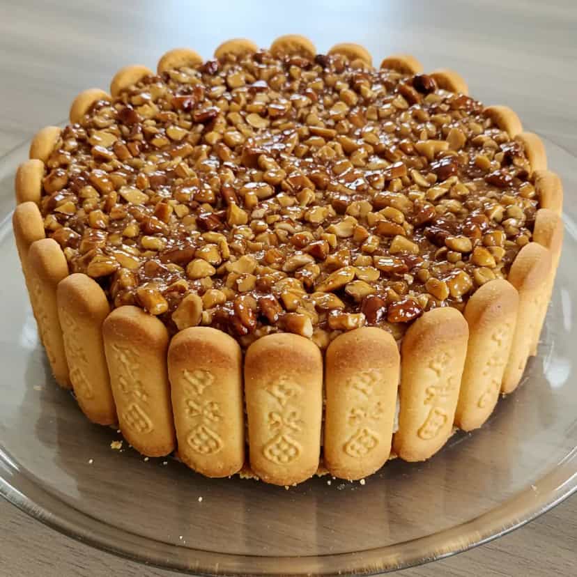 Foto deliciosa de Pavê de Castanha com Pé-de-Moleque pronta para servir - Pudins & Cremes