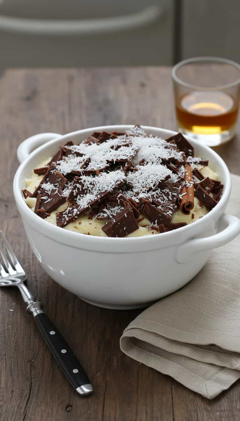 Foto deliciosa de Pavê de Chocolate Branco com Avelãs pronta para servir - Pudins & Cremes