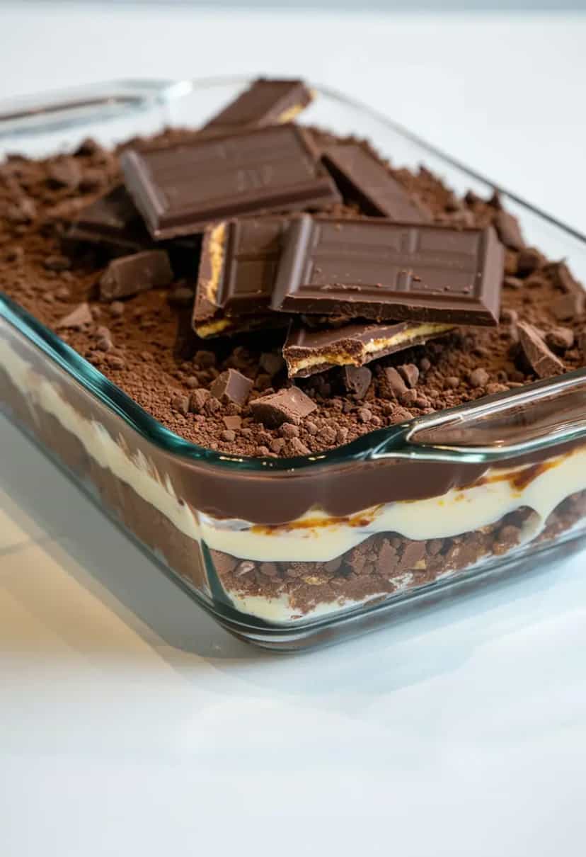 Foto deliciosa de Pavê de Chocolate com Bis pronta para servir - Sem Assar