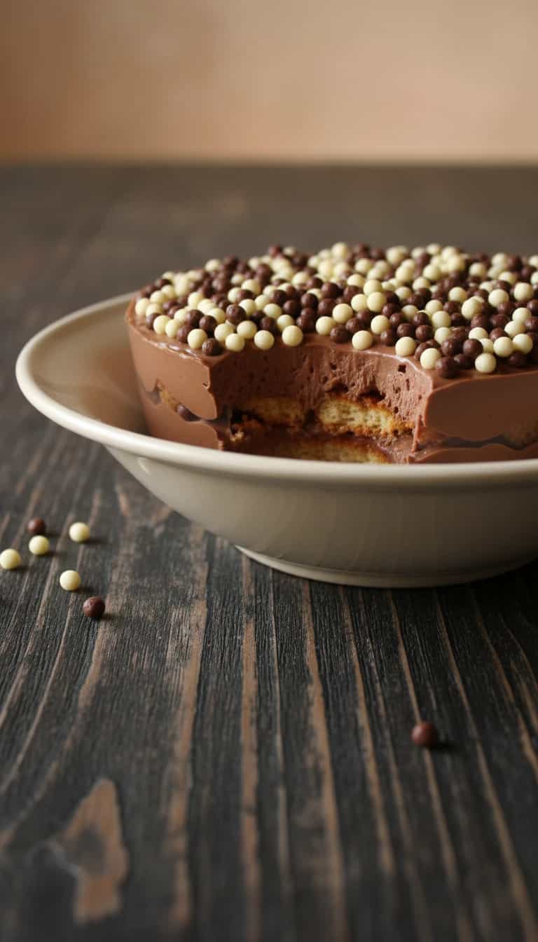 Foto deliciosa de Pavê de Chocolate com Bolo de Coco pronta para servir - Pudins & Cremes