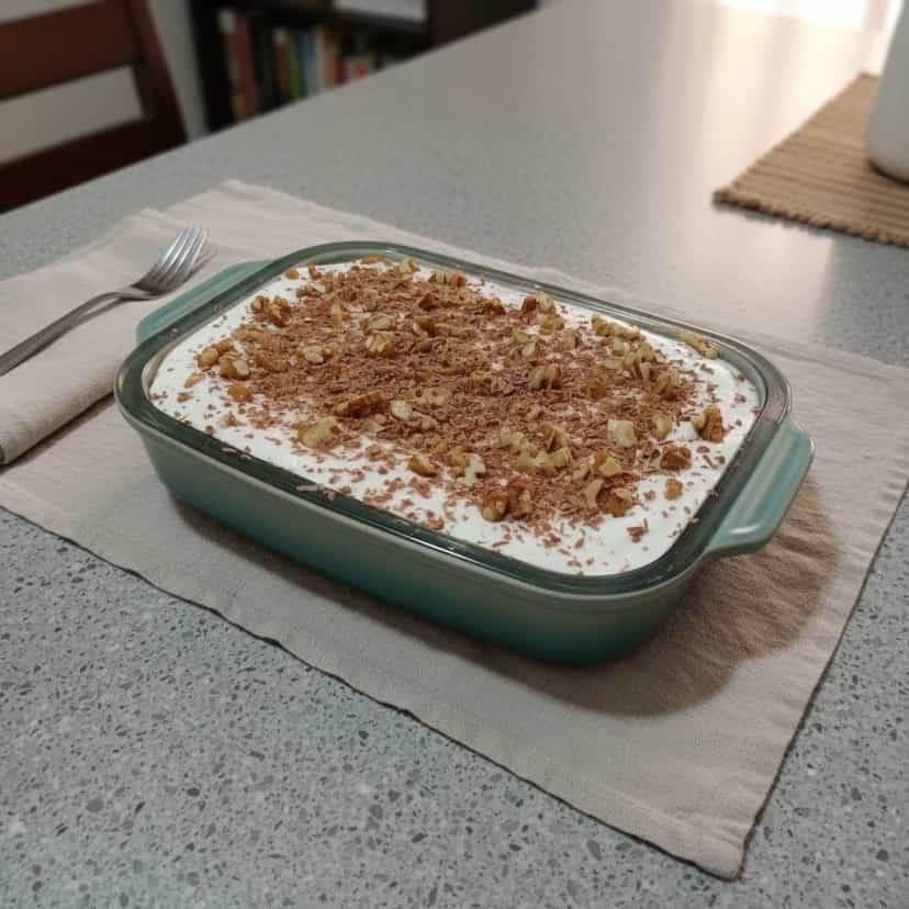 Foto deliciosa de Pavê de Chocolate com Nozes pronta para servir - Pudins & Cremes