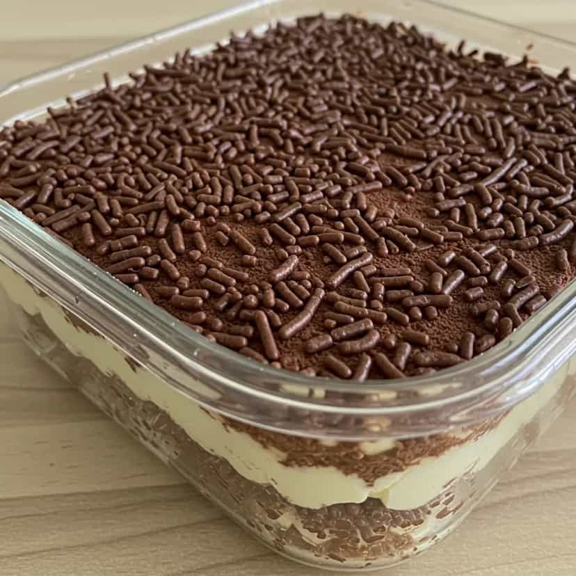 Foto deliciosa de Pavê de Chocolate Cremoso pronta para servir - Pudins & Cremes