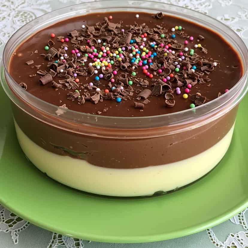 Foto deliciosa de Pavê de Chocolate Preto e Branco pronta para servir - Pudins & Cremes