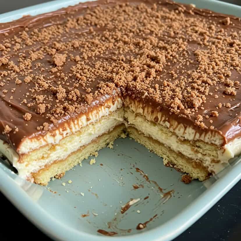 Foto deliciosa de Pavê de Doce de Leite com Paçoca pronta para servir - Sem Assar