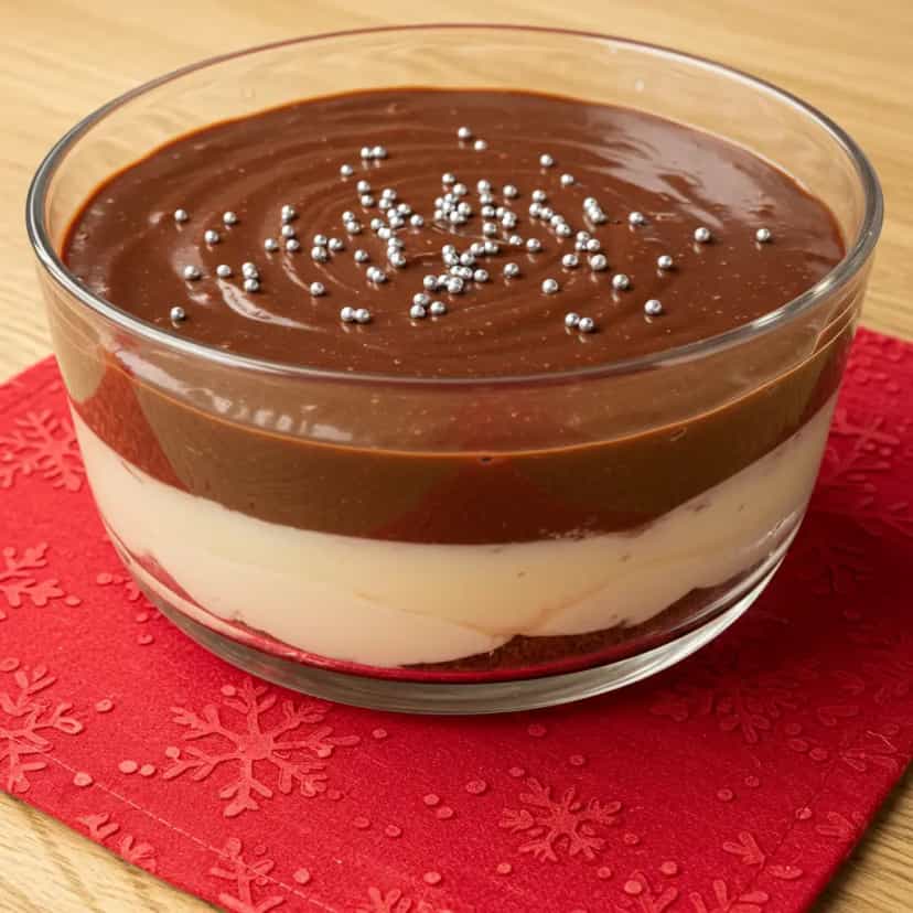 Foto deliciosa de Pavê de Dois Amores com Chocolate pronta para servir - Pudins & Cremes
