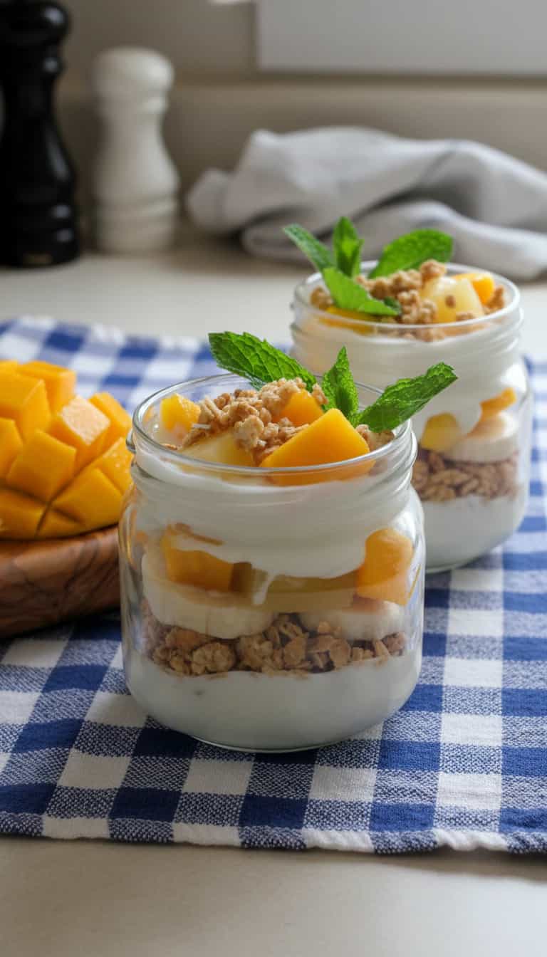 Foto deliciosa de Pavê de Manga Cremoso pronta para servir - Pudins & Cremes