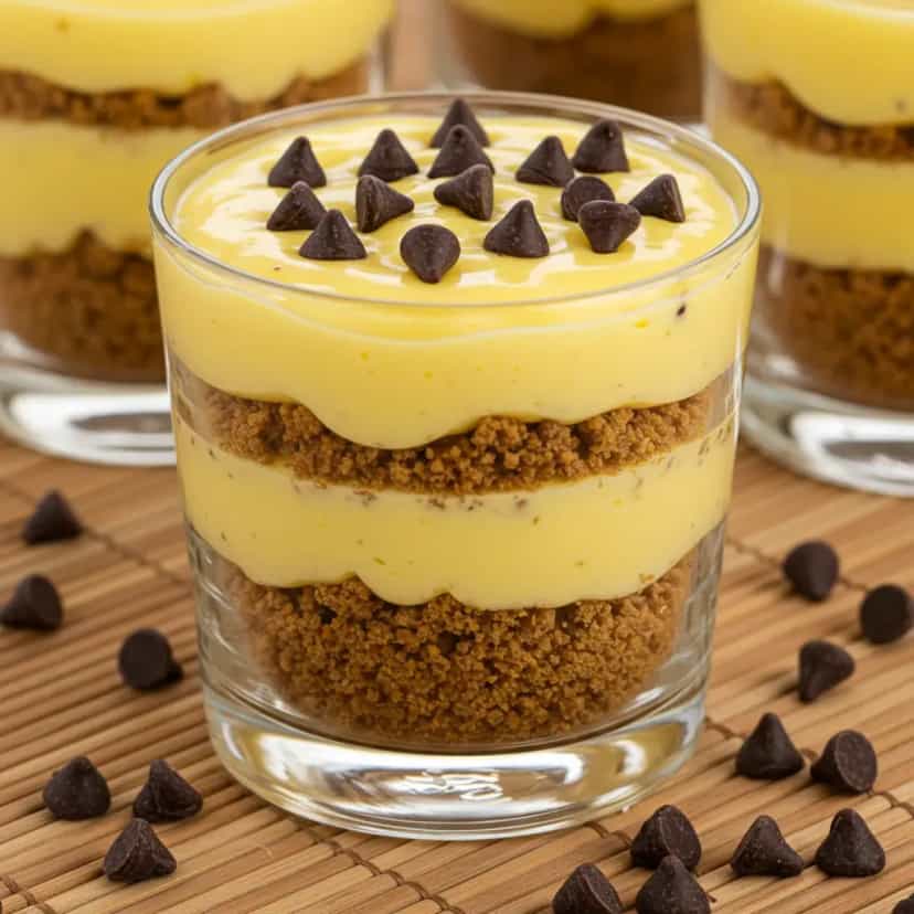 Foto deliciosa de Pavê de Maracujá Cremoso pronta para servir - Pudins & Cremes