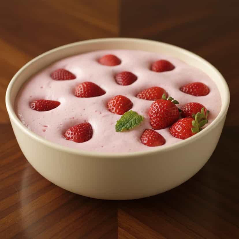 Foto deliciosa de Pavê de Morango pronta para servir - Pudins & Cremes