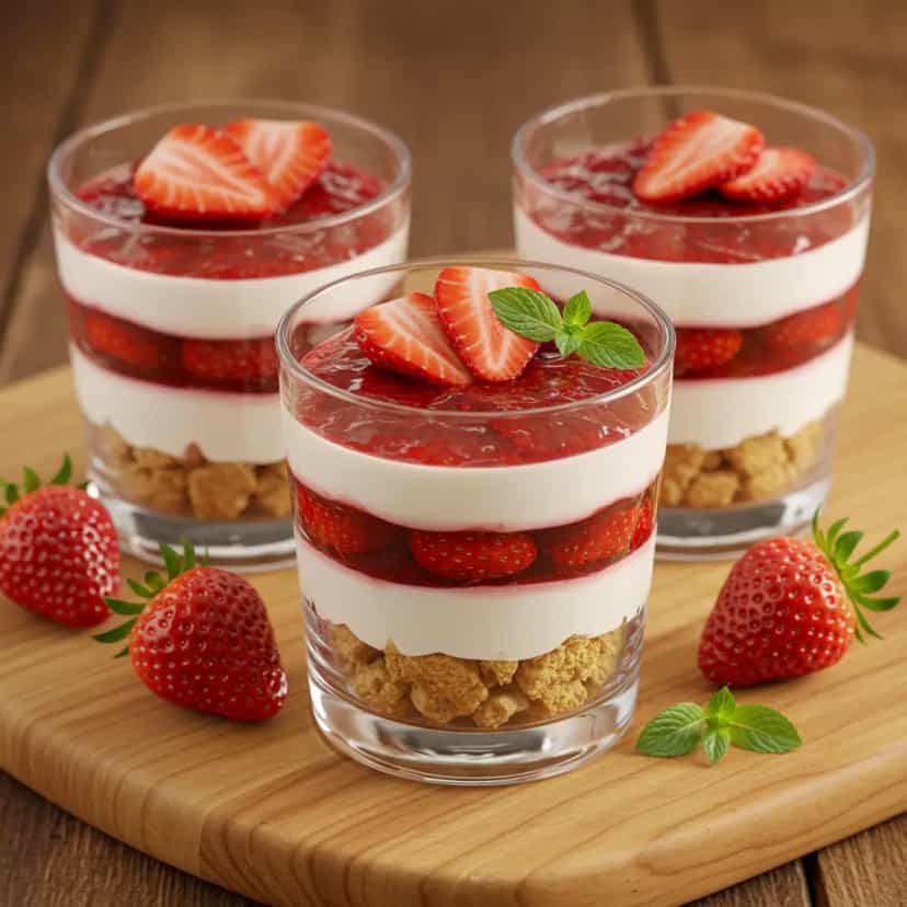 Foto deliciosa de Pavê de Morango com Coco pronta para servir - Pudins & Cremes