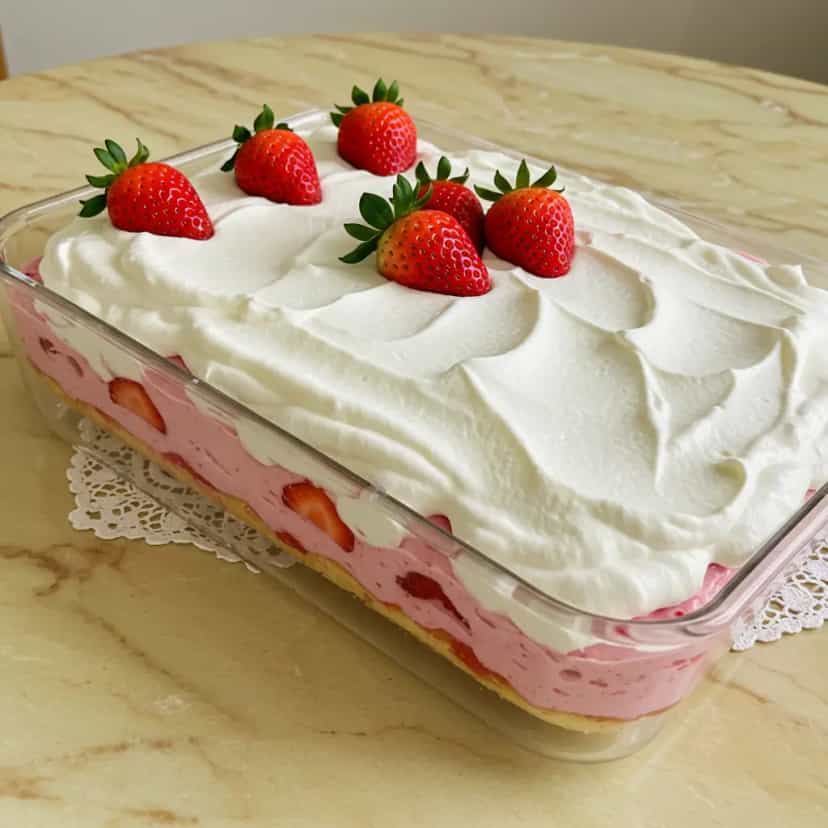 Foto deliciosa de Pavê de Morango Fácil e Rápido pronta para servir - Pudins & Cremes