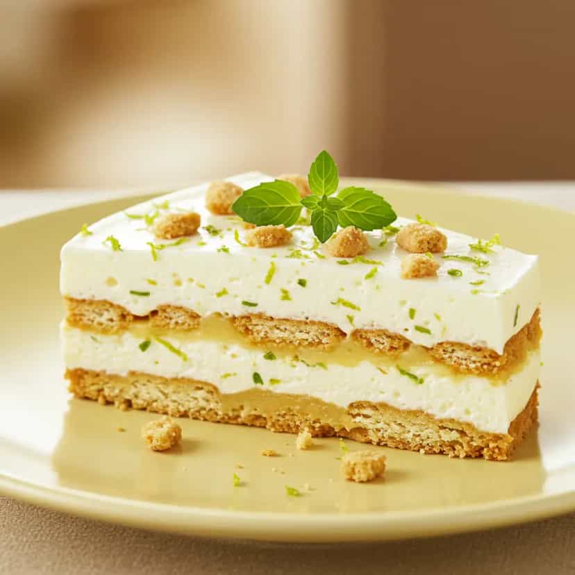 Foto deliciosa de Pavê de Mousse de Limão pronta para servir - Pudins & Cremes