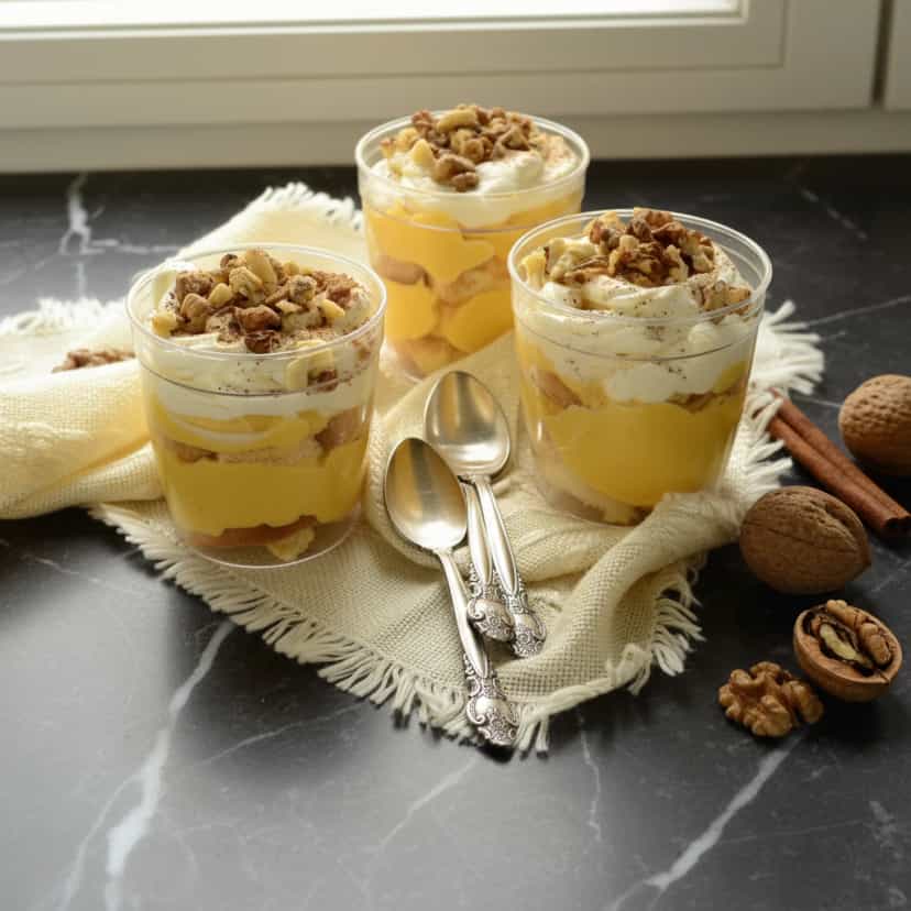 Foto deliciosa de Pavê de Nozes Cremoso pronta para servir - Pudins & Cremes