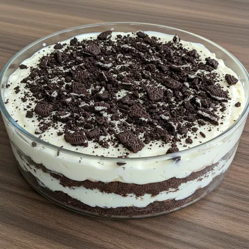 Foto deliciosa de Pavê de Oreo pronta para servir - Sem Assar