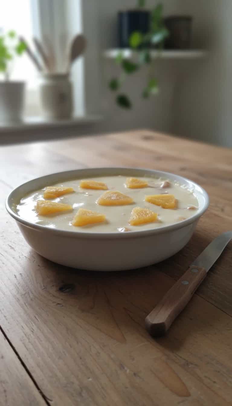 Foto deliciosa de Pavê de pêssego em calda pronta para servir - Outras Receitas