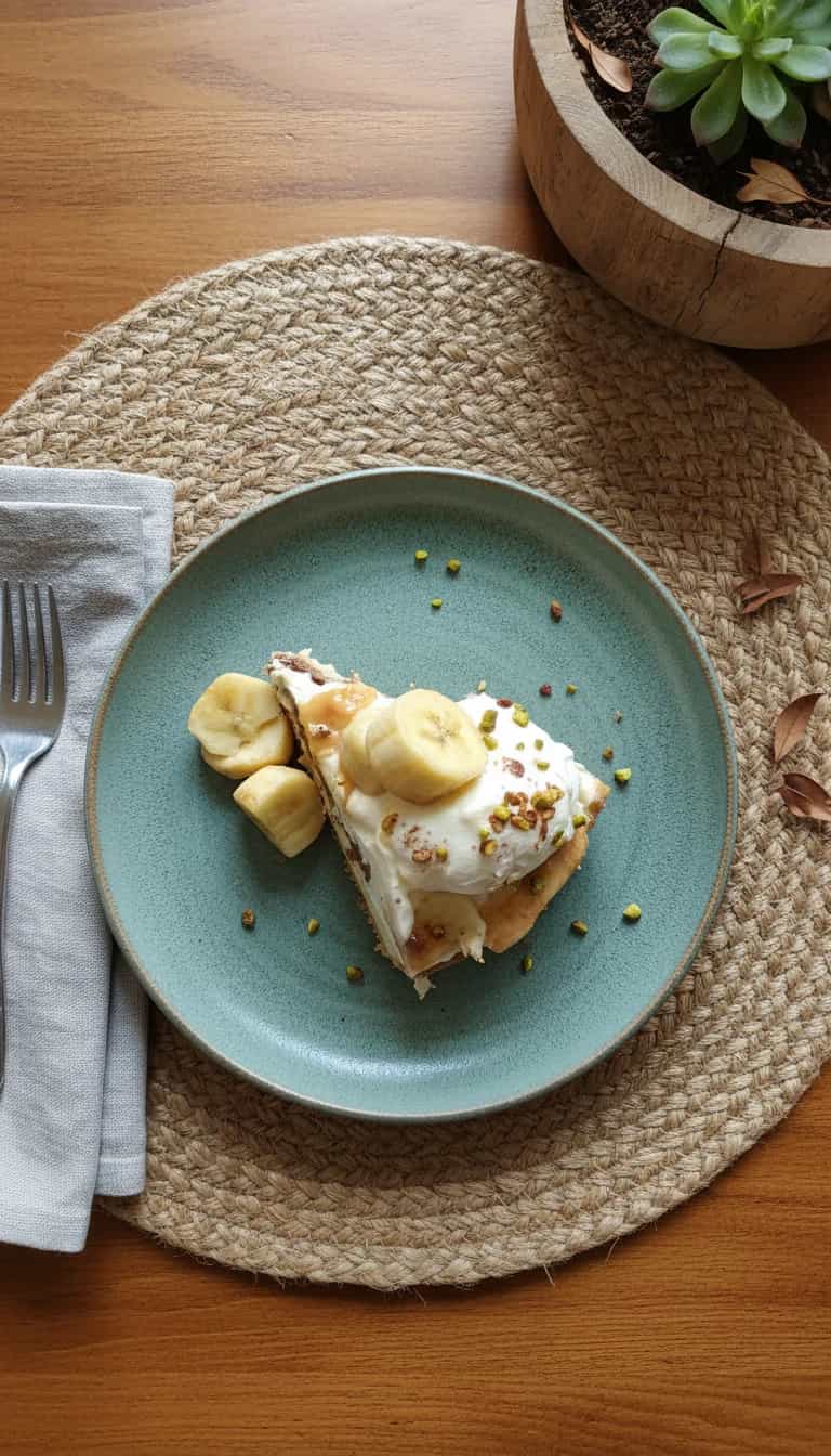 Foto deliciosa de Pavê Light de Banana com Coco pronta para servir - Pudins & Cremes