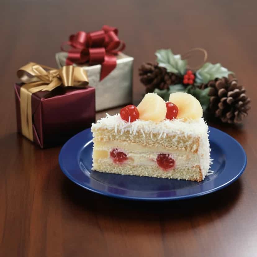 Foto deliciosa de Pavê Natalino de Abacaxi e Coco pronta para servir - Pudins & Cremes