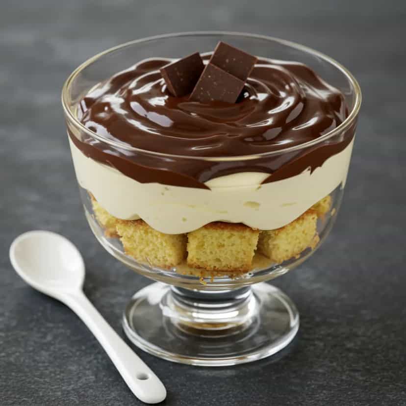 Foto deliciosa de Pavê Natalino de Panetone e Maracujá pronta para servir - Pudins & Cremes