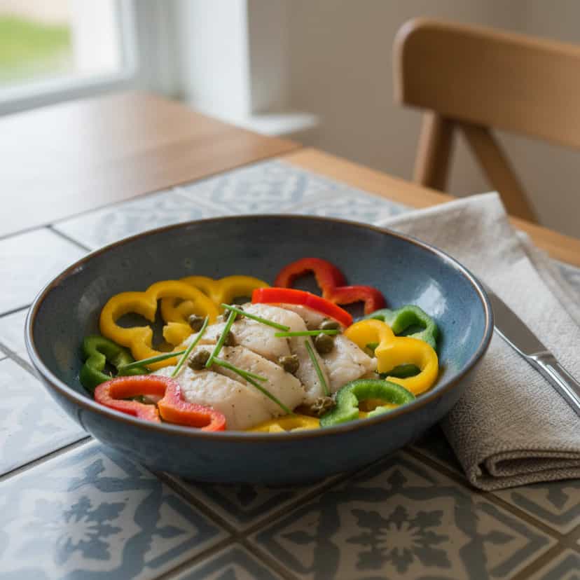 Foto deliciosa de Peixe no Papelote Aromático pronta para servir - Peixes & Frutos do Mar