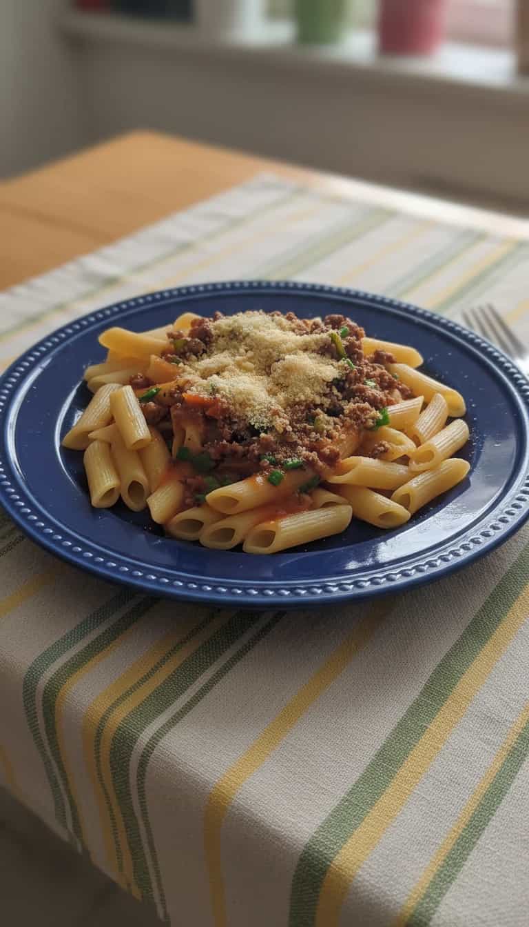 Foto deliciosa de Penne à Bolonhesa pronta para servir - Massas & Macarrão