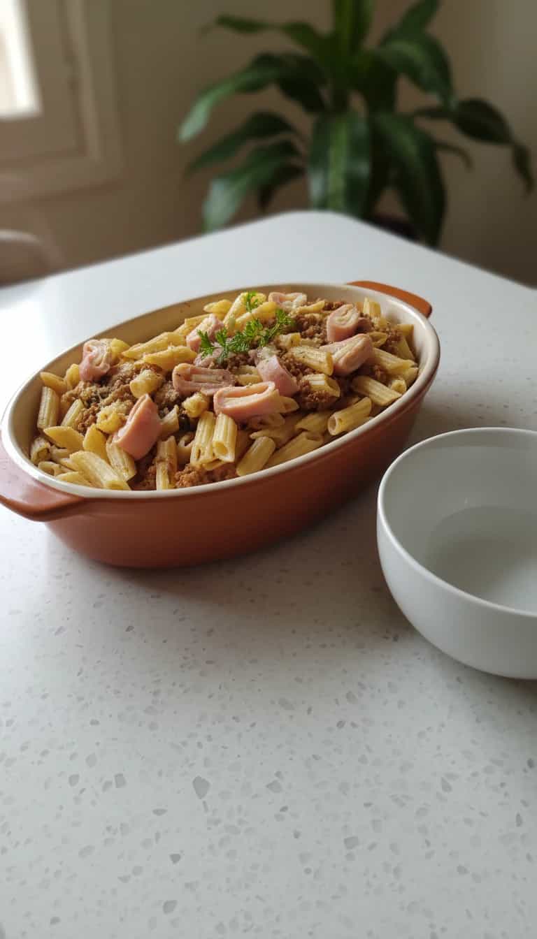 Foto deliciosa de Penne ao Molho de Queijo e Presunto pronta para servir - Outras Receitas