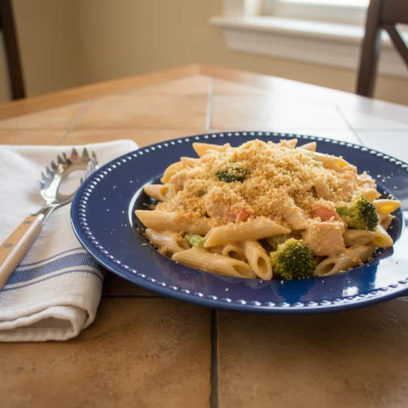 Foto deliciosa de Penne Cremoso com Frango e Brócolis pronta para servir - Massas & Macarrão