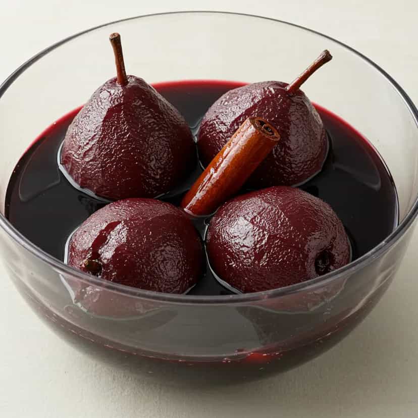 Foto deliciosa de Peras ao Vinho Tinto pronta para servir - Outras Receitas