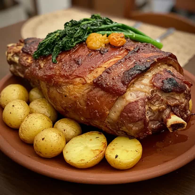 Foto deliciosa de Perna de Cabrito Assada na Brasa pronta para servir - Carnes & Frango